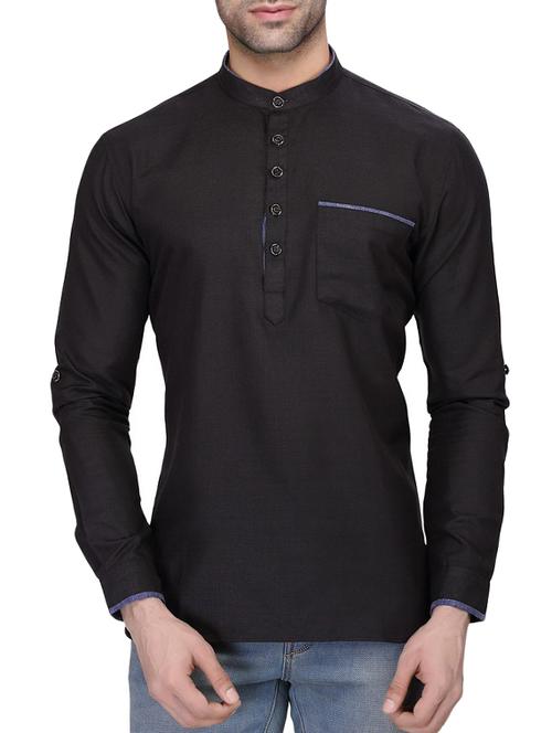 solid black cotton kurta - 11513256 - Very Small Image - 1