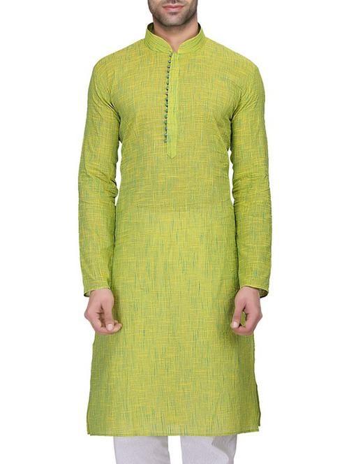 light green cotton long kurta pyjama set - 11513646 - Very Small Image - 1