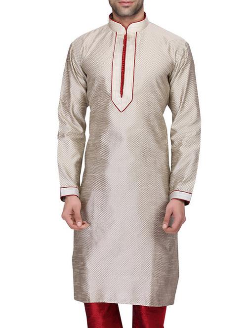 beige cotton kurta pyjama set - 11513686 - Very Small Image - 1