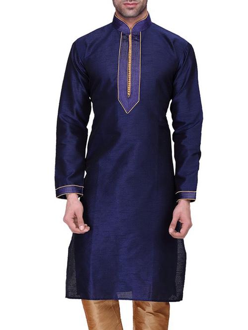 navy blue cotton kurta pyjama set - 11513691 - Very Small Image - 1