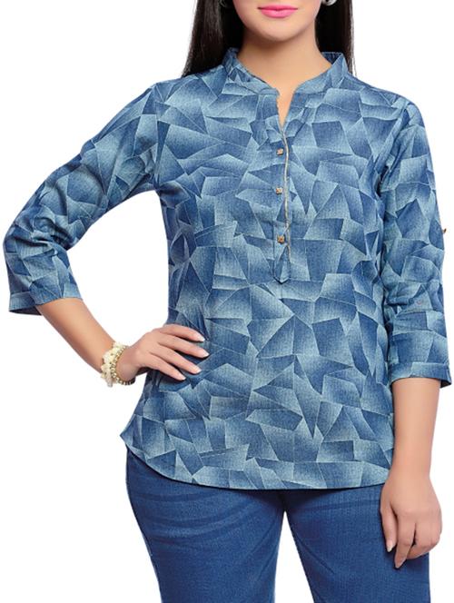 blue denim printed shirt - 11518169 - Very Small Image - 1