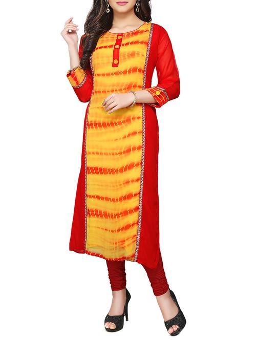 red viscose kurta - 11518273 - Very Small Image - 1