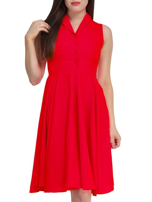 red fit & flare dress - 11519442 - Very Small Image - 1