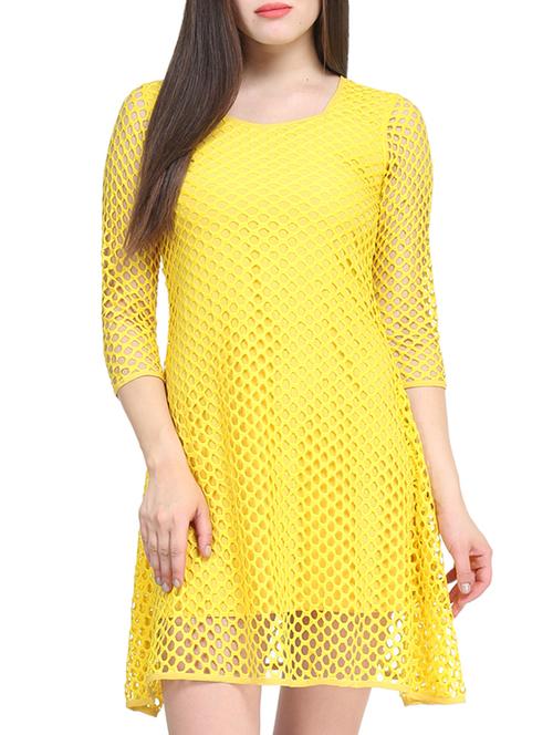yellow polyester a-line dress - 11519456 - Very Small Image - 1