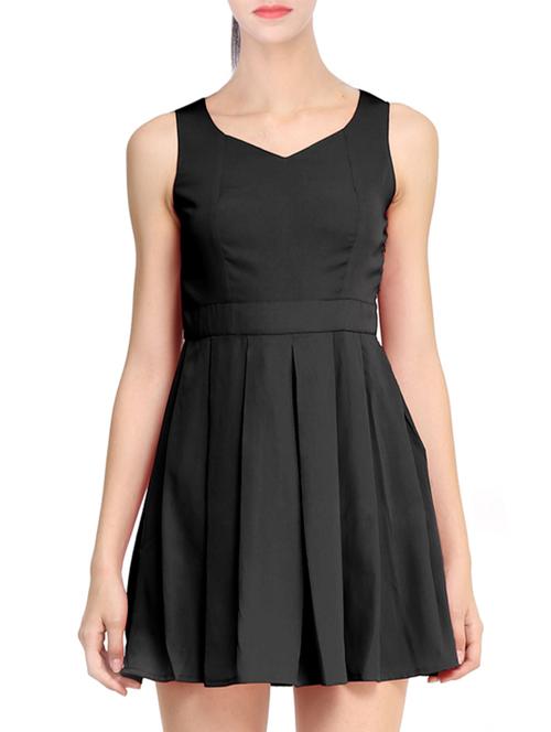 pleated solid a-line dress - 11519475 - Very Small Image - 1