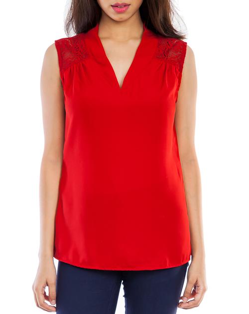 red polyester regular top - 11519491 - Very Small Image - 1