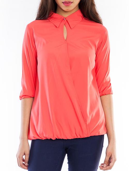 overlap front shirt collar blouson top - 11519494 - Very Small Image - 1