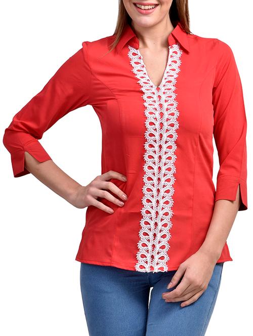red polyester regular top - 11519509 - Very Small Image - 1
