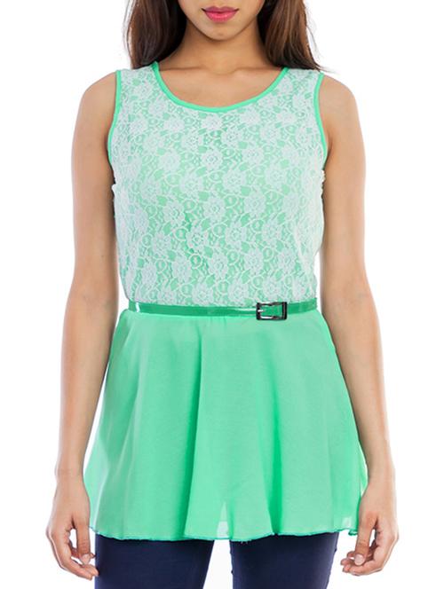 lace panel belted tunic - 11519532 - Very Small Image - 1