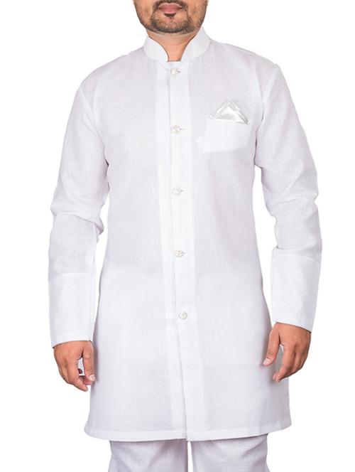 solid white cotton kurta - 11521838 - Very Small Image - 1