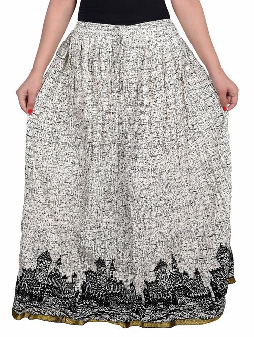 white black color, cotton flared skirt - 11522533 - Very Small Image - 1