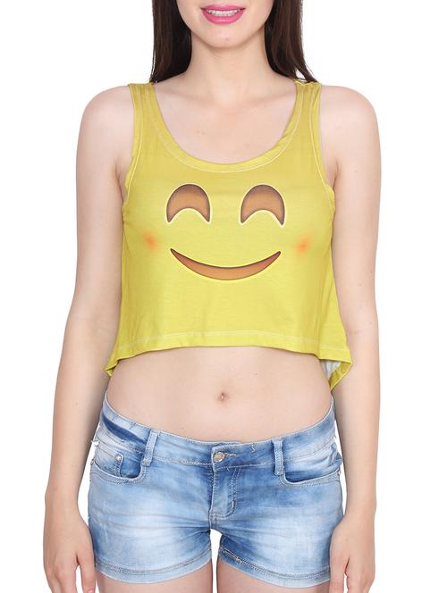 yellow printed crop top - 11525094 - Very Small Image - 1