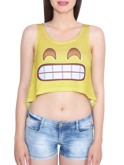 yellow printed crop top - 11525137 - Very Small Image - 1