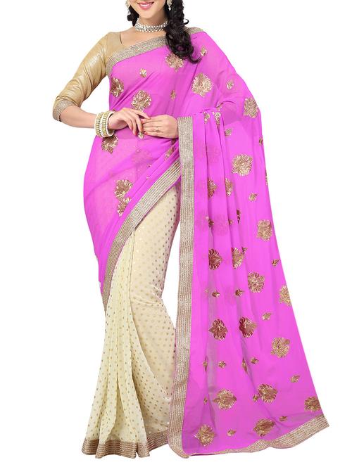 white chiffon saree with blouse - 11528125 - Very Small Image - 1