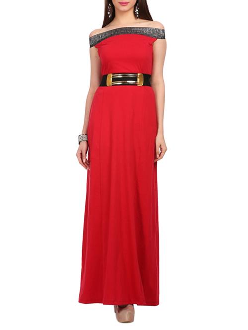 red cotton off shoulder dress - 11529151 - Very Small Image - 1
