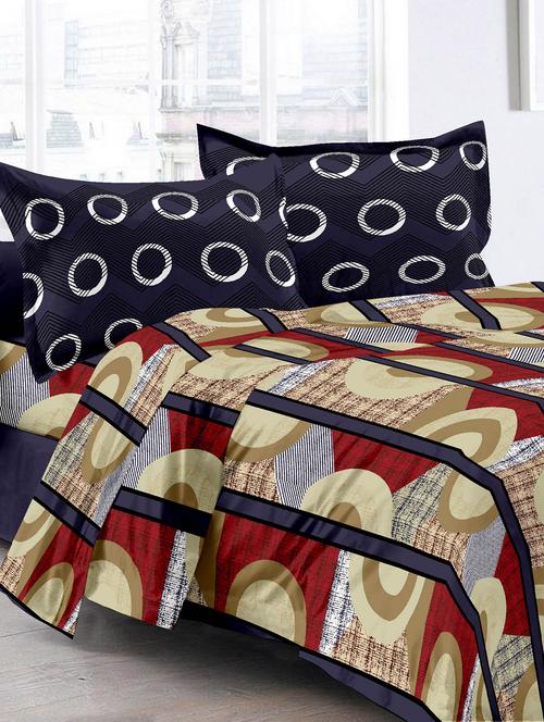 cotton stripes brown double bedsheet with 2 pillow covers - 11530541 - Very Small Image - 1