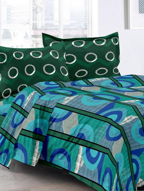 cotton stripes blue double bedsheet with 2 pillow covers - 11530542 - Very Small Image - 1