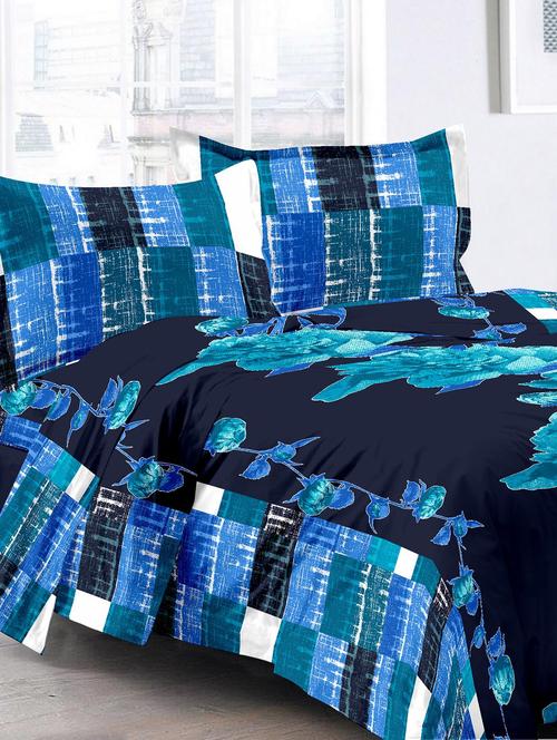 cotton floral blue double bedsheet with 2 pillow covers - 11530544 - Very Small Image - 1