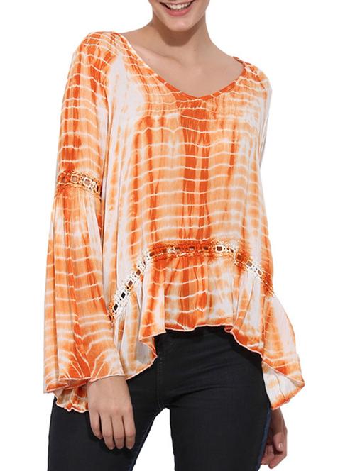 orange printed top - 11532430 - Very Small Image - 1