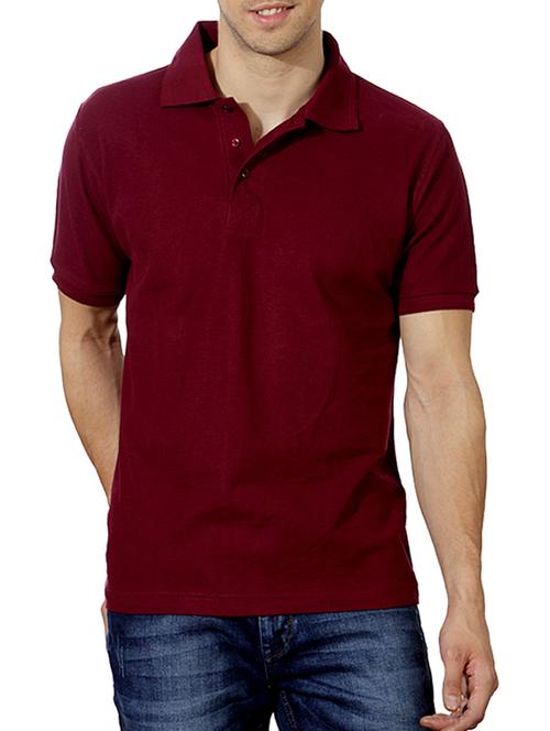 maroon polo neck cotton t-shirt - 11533018 - Very Small Image - 1