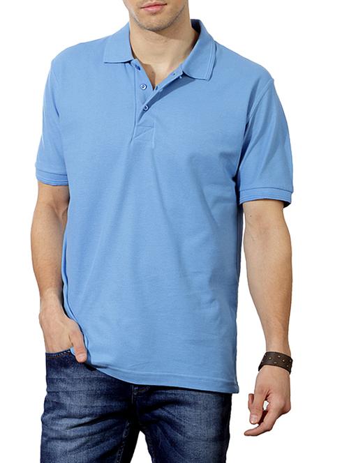 light blue polo neck cotton t-shirt - 11533026 - Very Small Image - 1