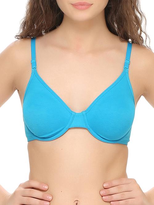 blue cotton plunge bra - 11533349 - Very Small Image - 1