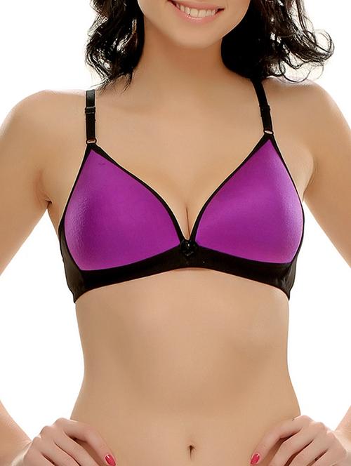 purple cotton plunge bra - 11533405 - Very Small Image - 1