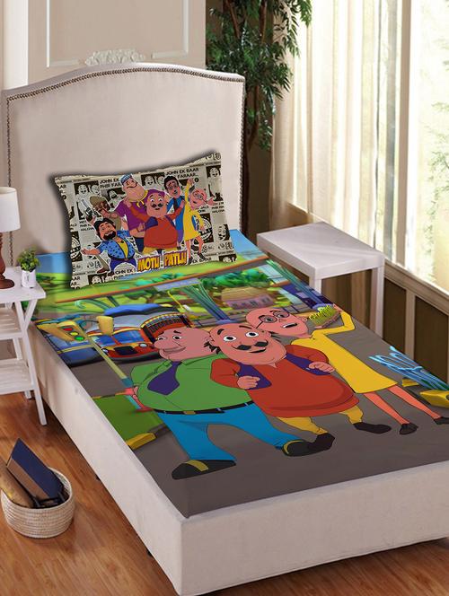 motu patlu single digital bed sheet set - 11534442 - Very Small Image - 1