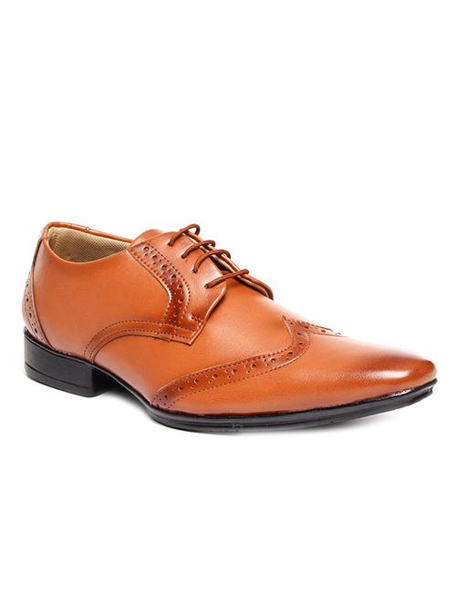 tan leatherette lace-up derby - 11534546 - Very Small Image - 1