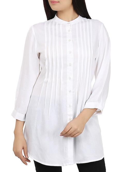 solid white viscose tunic - 11537121 - Very Small Image - 1