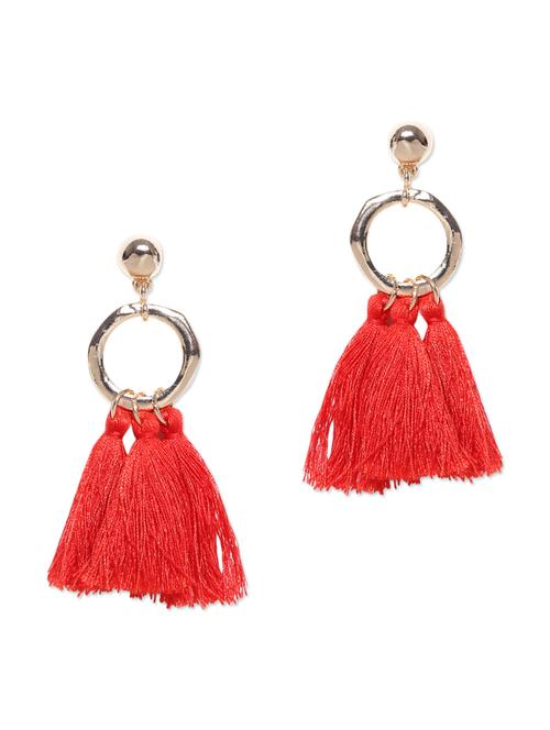 red tassels embellished metal earrings - 11538916 - Very Small Image - 1