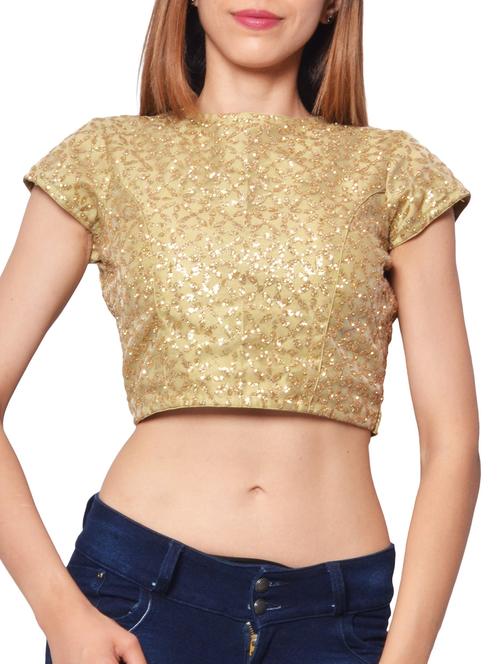 gold color, net blouse with embellishment - 11539024 - Very Small Image - 1
