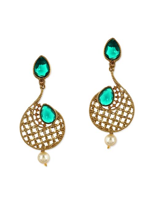 green metal drop earring - 11539080 - Very Small Image - 1