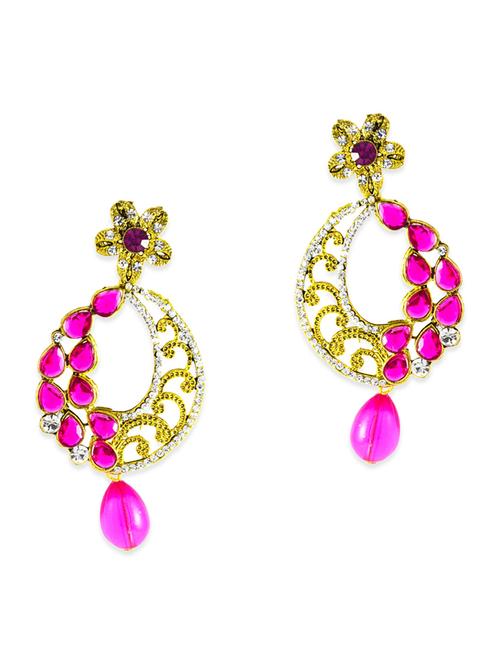 pink metal drop earring - 11539860 - Very Small Image - 1