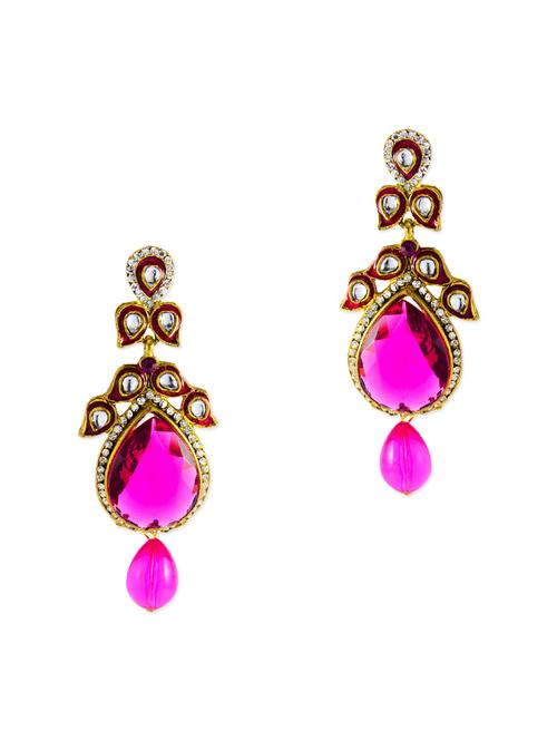 pink metal drop earring - 11539867 - Very Small Image - 1