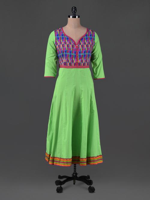green printed anarkali cotton kurta - 1154022 - Very Small Image - 1