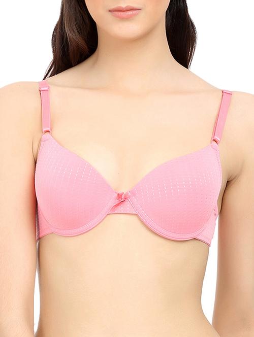 pink polyester plunge bra - 11542382 - Very Small Image - 1
