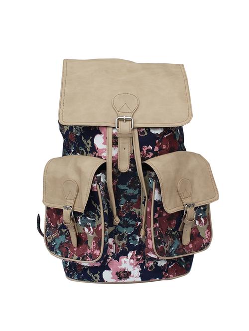 multi color, canvas floral printed backpack - 11542798 - Very Small Image - 1