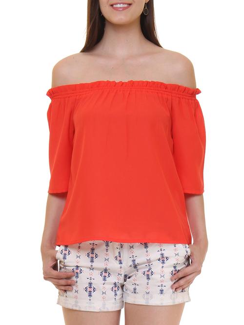 orange crepe regular top - 11543123 - Very Small Image - 1