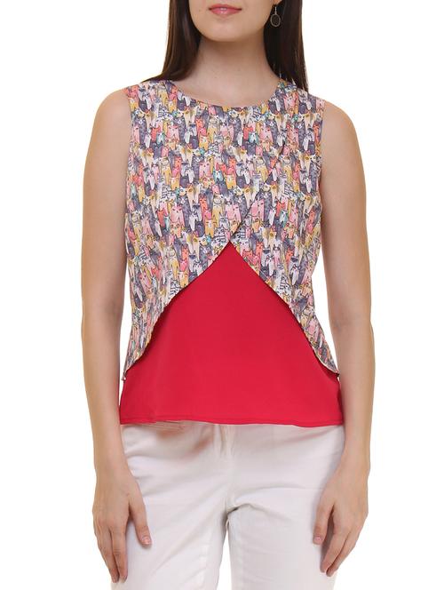 multi colored crepe regular top - 11543130 - Very Small Image - 1