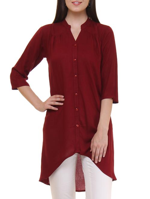 mandarin neck high low shirt tunic - 11543142 - Very Small Image - 1