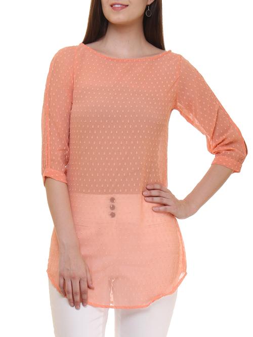 orange solid georgette tunic - 11543145 - Very Small Image - 1