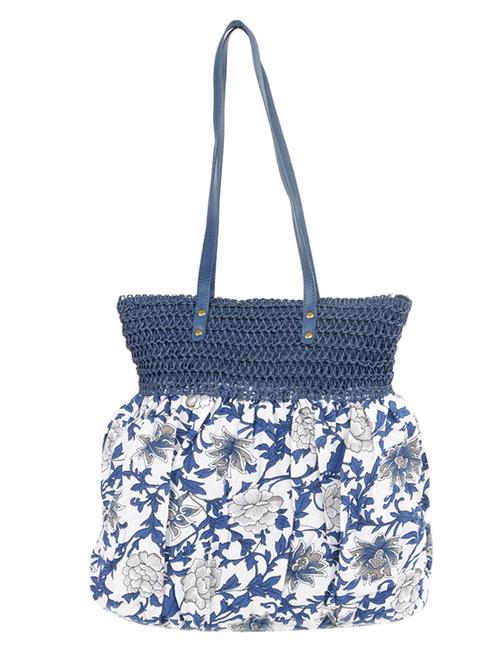 blue cotton printed handbag - 11543571 - Very Small Image - 1