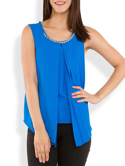 solid blue embellished top - 11543964 - Very Small Image - 1