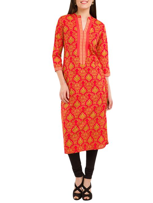 orange cotton kurta - 11544147 - Very Small Image - 1