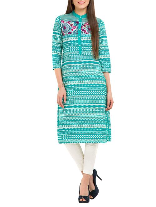 sea green printed kurta - 11544167 - Very Small Image - 1