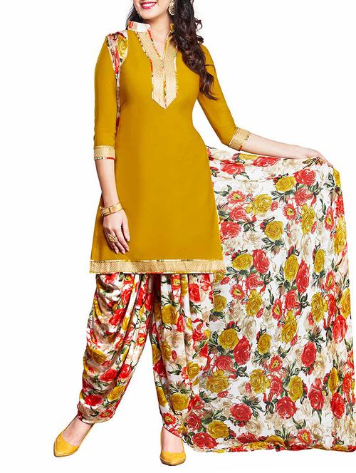 faux crepe gold dress material - 11545591 - Very Small Image - 1