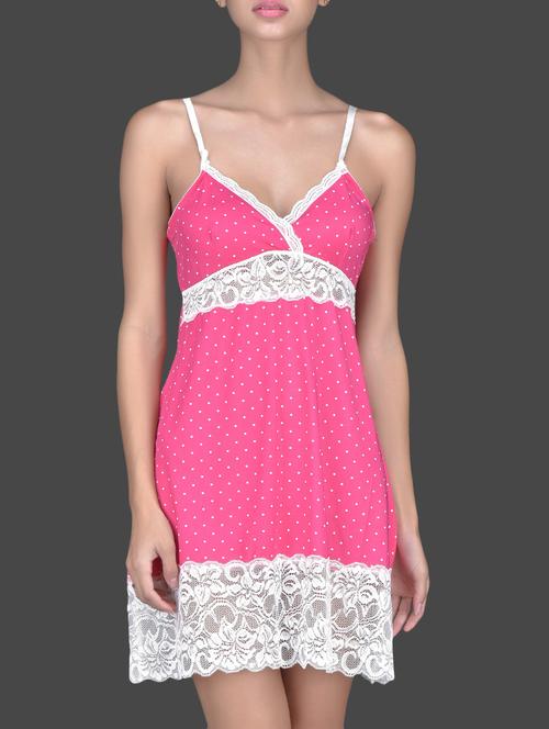 lace bottom polka dot printed nighty - 1154588 - Very Small Image - 1