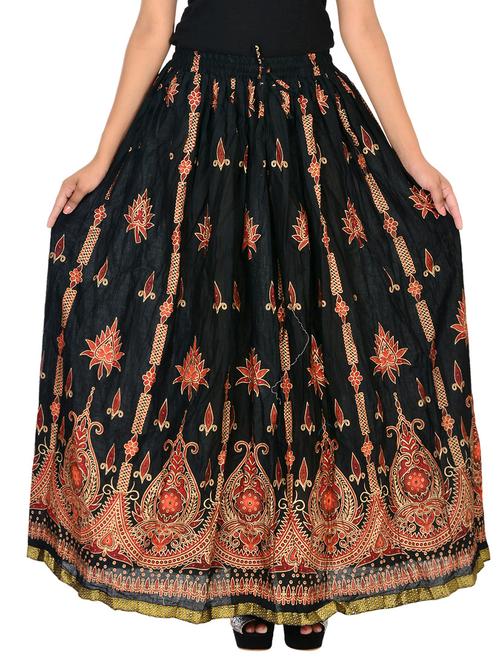 black color, cotton flared skirt - 11552716 - Very Small Image - 1
