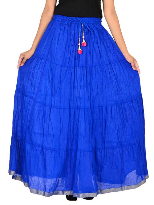 blue color, cotton flared skirt - 11552725 - Very Small Image - 1